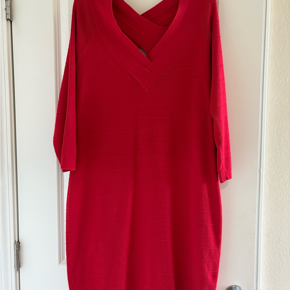 Red V-Neck Dress
